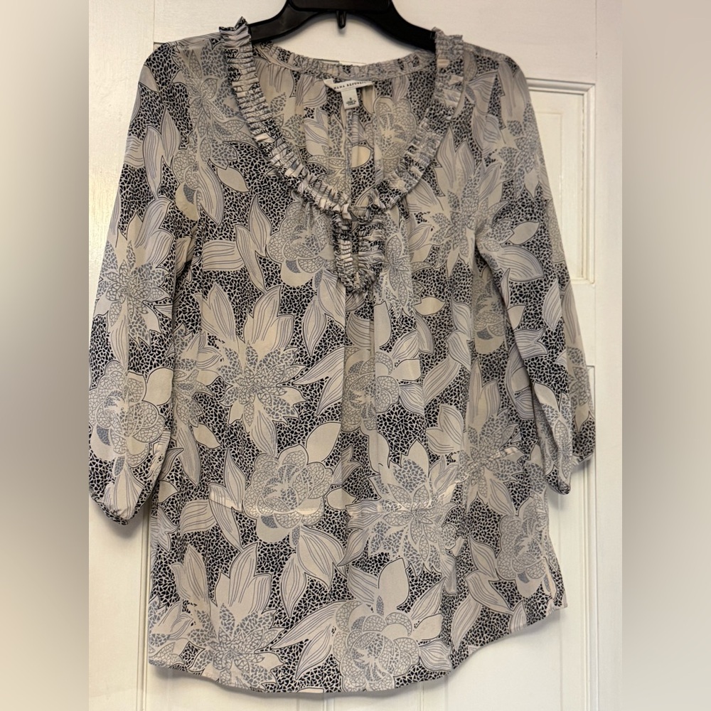 Banana Republic Monochrome Floral Blouse